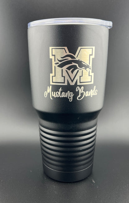 Mustang Band Fundraiser - 30 oz. Black Tumbler - Logo Option 1