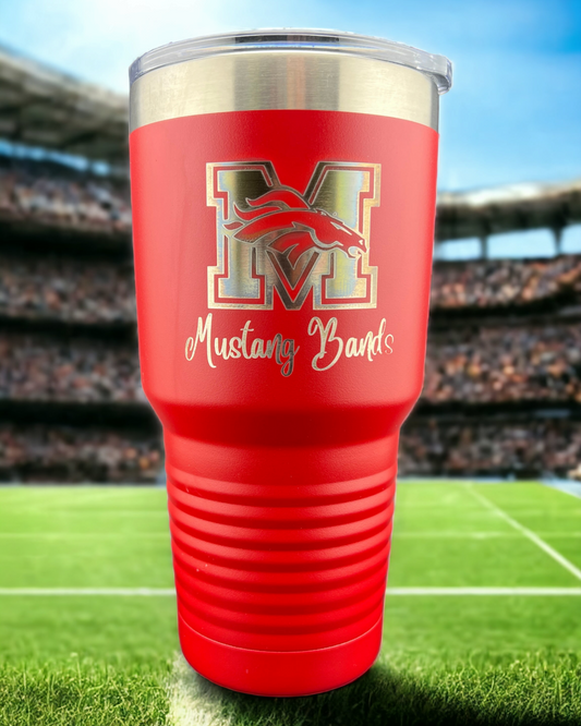 Mustang Band Fundraiser - 30 oz. Red Tumbler - Logo Option 1