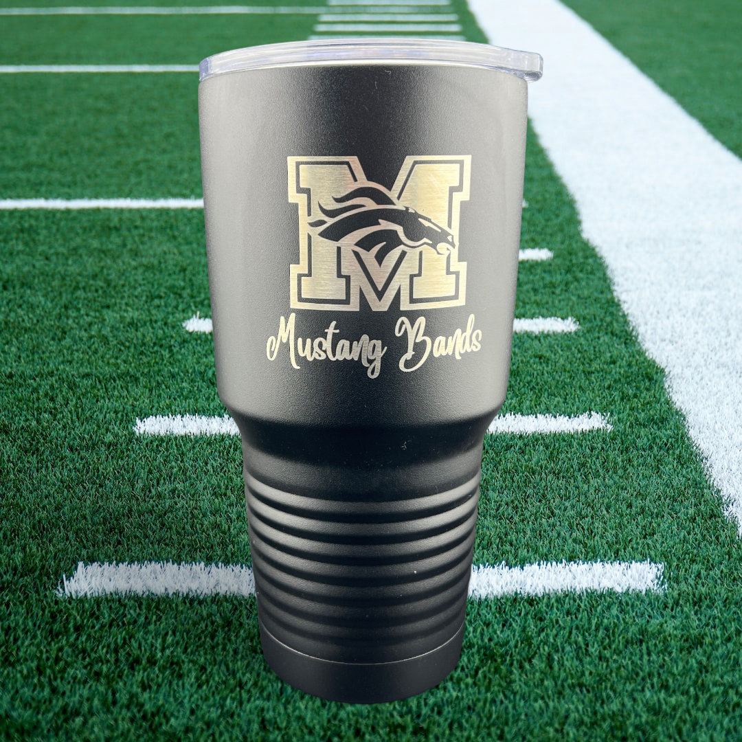 Mustang Band Fundraiser - 30 oz. Black Tumbler - Logo Option 1