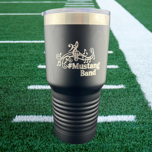 Mustang Bands Fundraiser - 30 oz. Black Tumbler Logo Option 2