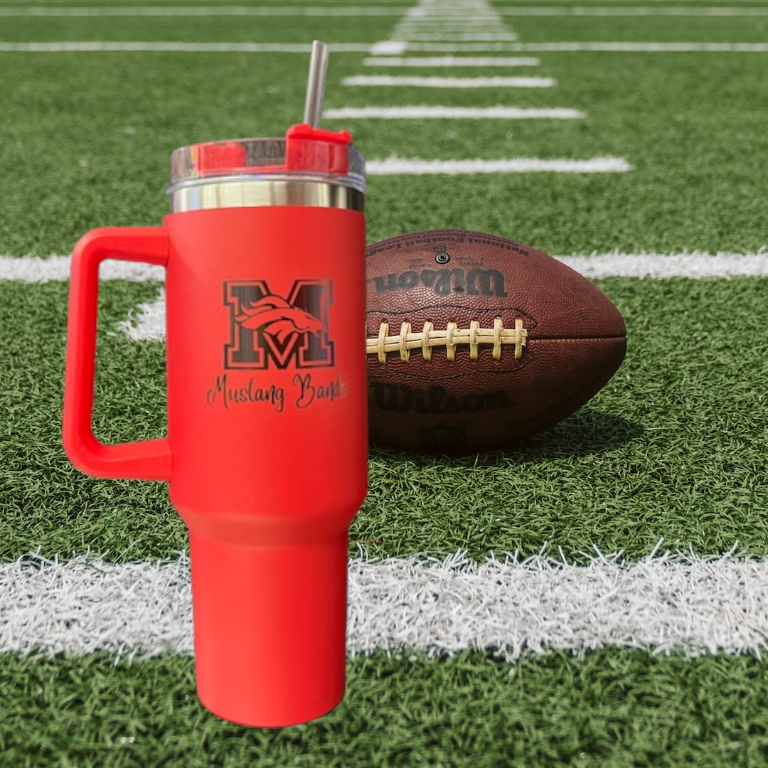 Mustang Band Fundraiser - 40 oz. Red Tumbler - Logo Option 1 with Handle