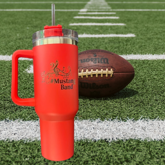 Mustang Band Fundraiser - 40 oz. Red Tumbler - Logo Option 2 with Handle