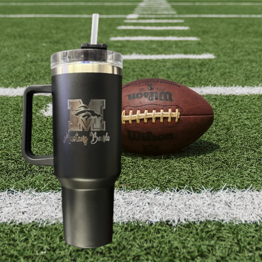 Mustang Band Fundraiser - 40 oz. Black Tumbler - Logo Option 1 with Handle